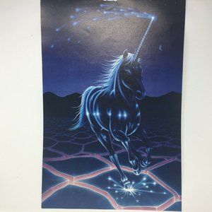 Black Unicorn At Night With Stars Poster Andy Mack